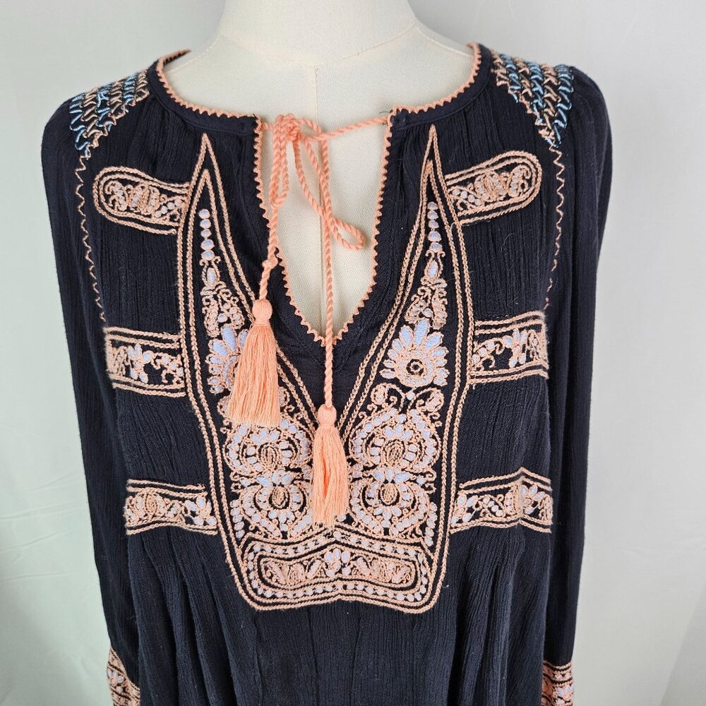 Free People Black Mini Dress with Pink Embroidery - Picture 7 of 11